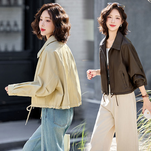 2026春季新款现货 复古机车风美拉德短款皮衣外套小个子PU皮夹克图片