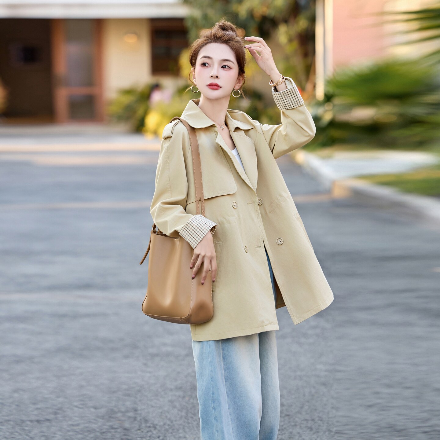 韩系设计感小众风衣外套女2025秋季新款时尚气质中长款显瘦百搭潮图片