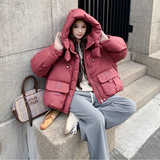 设计师时尚超轻加厚甜美玫粉小个子短款羽绒服外套P285，女装羽绒服，2C291