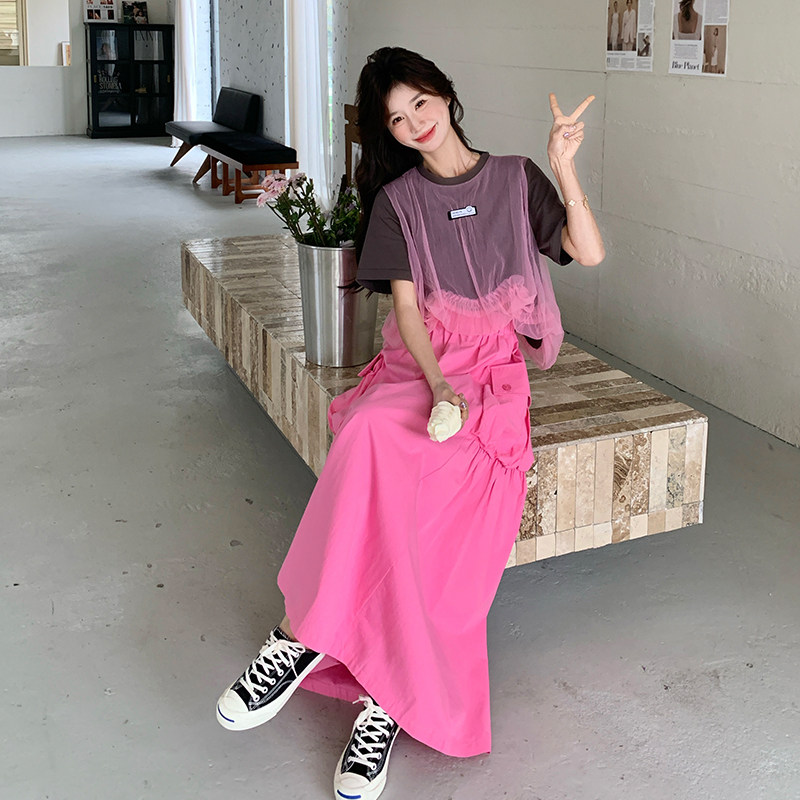 大货已出夏装新款粉色裙子时尚两件套套装527-P165K218,女装套装/套裙,2C073