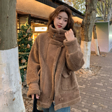 美拉德皮毛一体羊羔毛外套加厚保暖机车服2379P205控298，女装棉衣/棉服，2C029