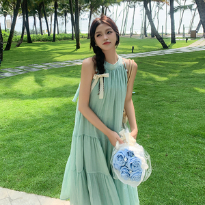 2C177-D53-P115-K178海边度假挂脖露肩连衣裙女宽松高级感夏季图片
