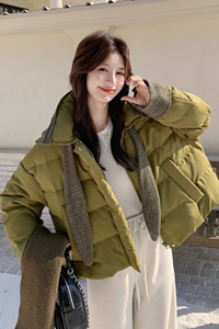 绿色设计感连帽羽绒服女2025年冬季新款超好看洋气保暖白鸭绒外套图片