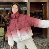 高级感超好看本命年渐变红色短款立领羽绒服女冬2024新款时尚外套，女装羽绒服，2C280