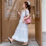 法式甜美木耳边层次感连衣裙女2025夏季新款海边度假风超好看长裙，女装连衣裙，2C327