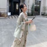 新中式风两件套连衣裙女高腰显瘦气质优雅吊带长裙2913P135K198，女装连衣裙，2C029