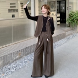 2025秋季咖色西装马甲+阔腿裤套装送腰带2C375-570-P175-K258，女装套装/套裙，2C375