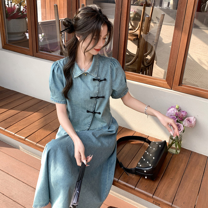 新中式国风甜美减龄牛仔套装女2025夏季新款显瘦上衣半身裙两件套,女装套装/套裙,2C266