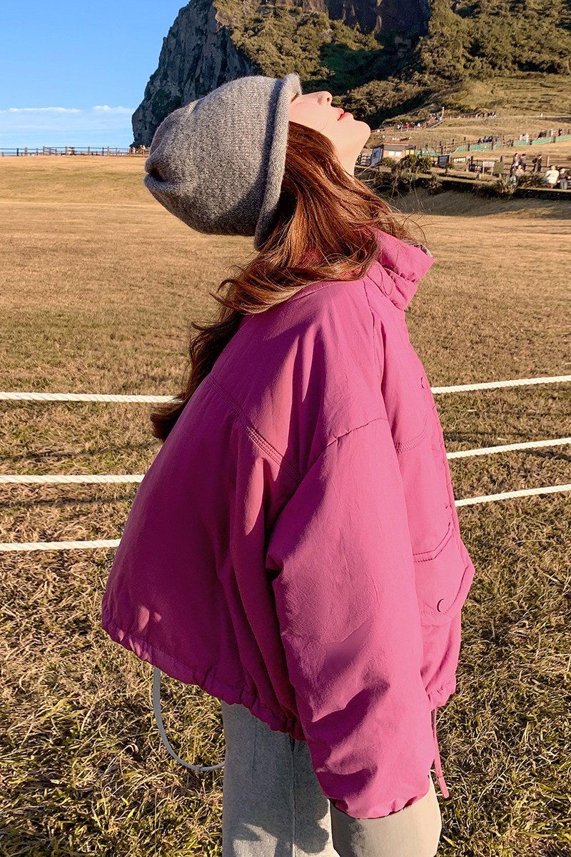 玫粉色短款立领羽绒棉服女冬季2025新款小个子韩系棉服爆款棉袄,女装棉衣/棉服,2C086