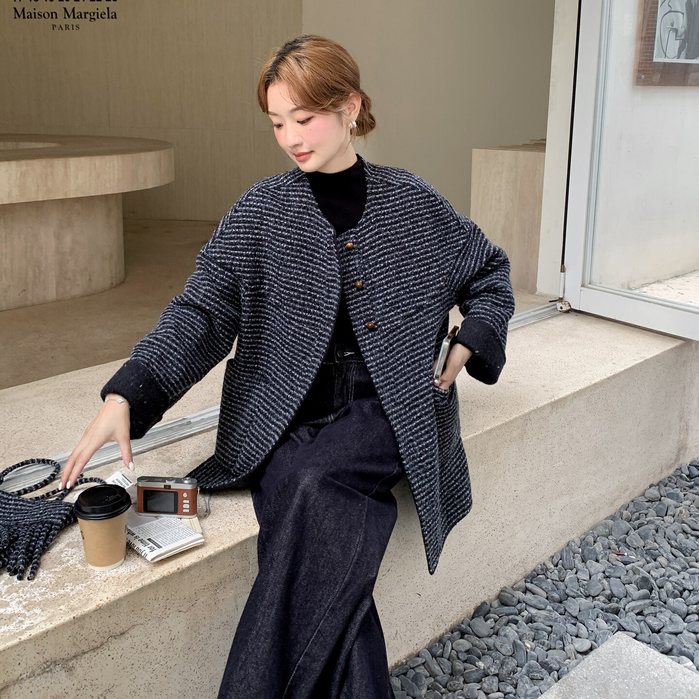 小香风粗花呢撞色毛呢外套女秋冬2025新款小个子流行独特漂亮大衣,女装毛呢外套,2C260