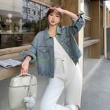 2026春季短款牛仔外套彩色拼色RF2C290-6820#-P135-K198，女装短外套，2C290