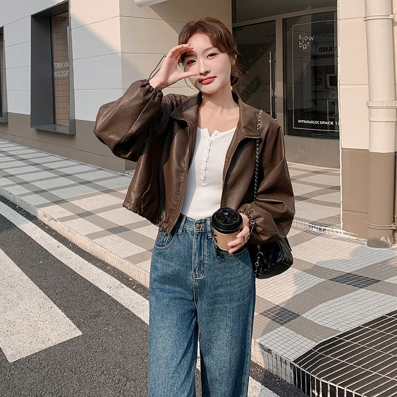 【新品】小个子皮衣外套女短款时髦百搭1C115-B2509-P115-K218图片