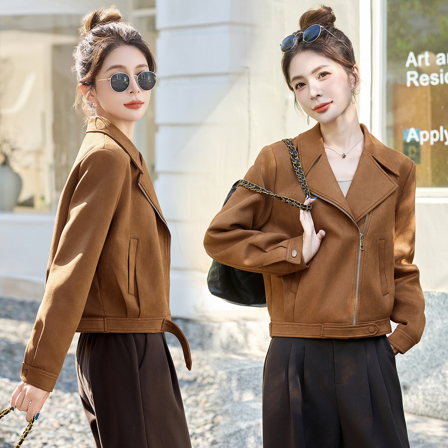 新品现货美拉德麂皮绒外套女短款复古时髦1C115-7701-P125-K258,女装短外套,吾爱衣