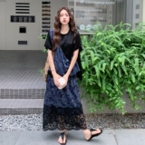 时尚套装连衣裙洋气短袖减龄吊带长款夏装裙子休闲显瘦气质牛仔，女装套装/套裙，2C259