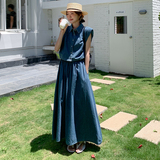 现货：夏装新款减龄洋气水洗牛仔两件套裙2C135-5089P145K208，女装套装/套裙，2C135