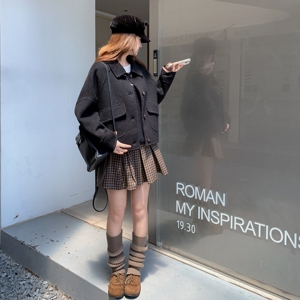鹿皮绒夹克外套女短款秋季2025新款高级感气质复古爆款休闲上衣图片