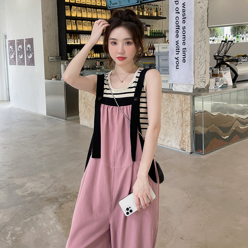 【现货】2025新款宽松哈伦拼色背带裤2C371-S169-P105-K158,女装连体裤,2C120