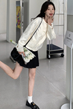 白色提花小香风国风外套女2025春季新款小个子新中式洋气百搭上衣，女装短外套，2D143