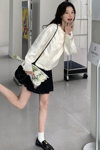 白色提花小香风国风外套女2025春季新款小个子新中式洋气百搭上衣图片