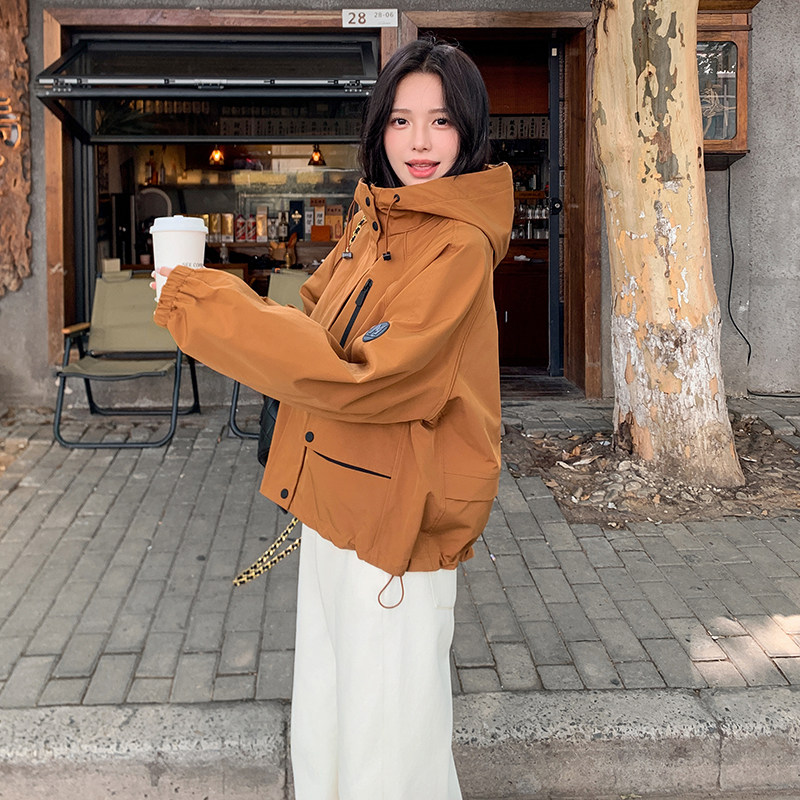 短款冲锋衣工装外套女春秋季2025新款独特别致小个子休闲夹克,女装风衣,2C218