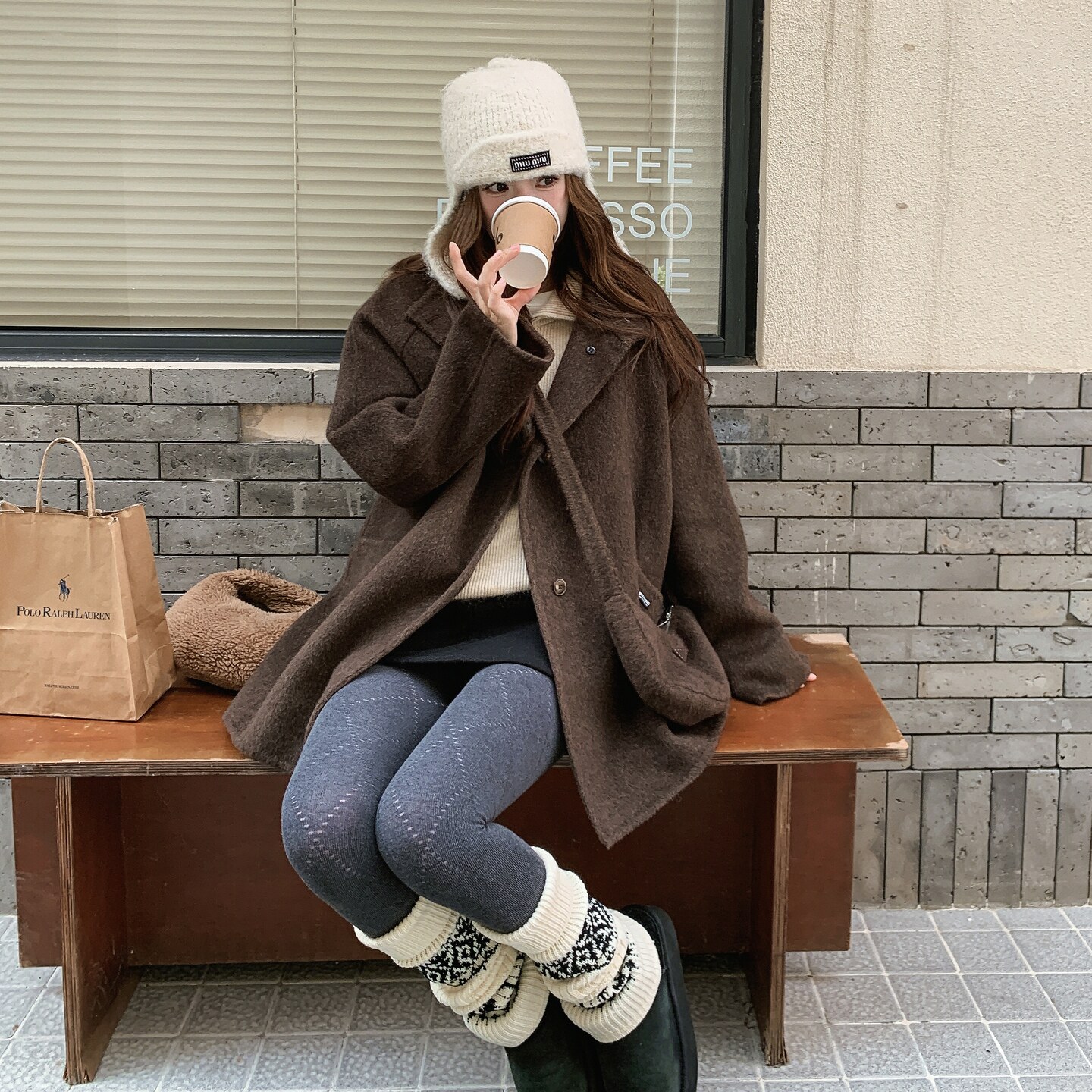 深咖色斗篷毛呢外套女秋季加厚保暖气质高级感宽松双面呢子大衣图片