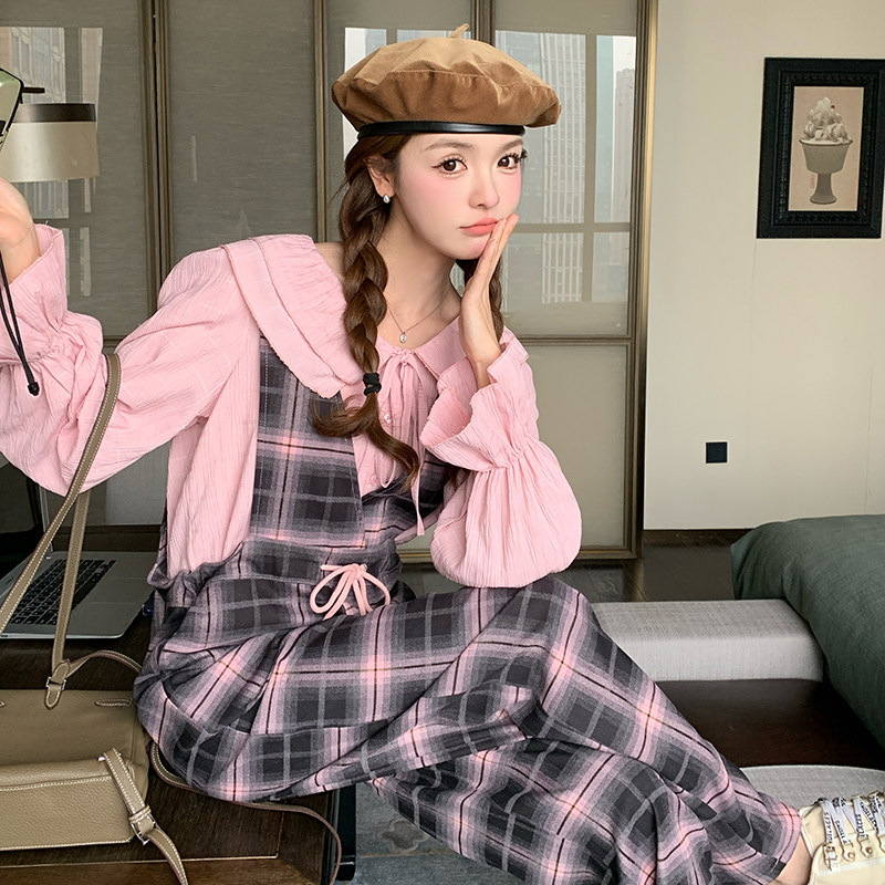 24秋款【现货】休闲格子背带裤套装2C110-H1102-P155-K218,女装休闲裤,2C110