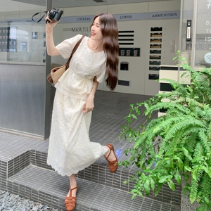 独特绝美气质穿搭白色半身裙套装女夏新款超火高级感长裙子两件套图片