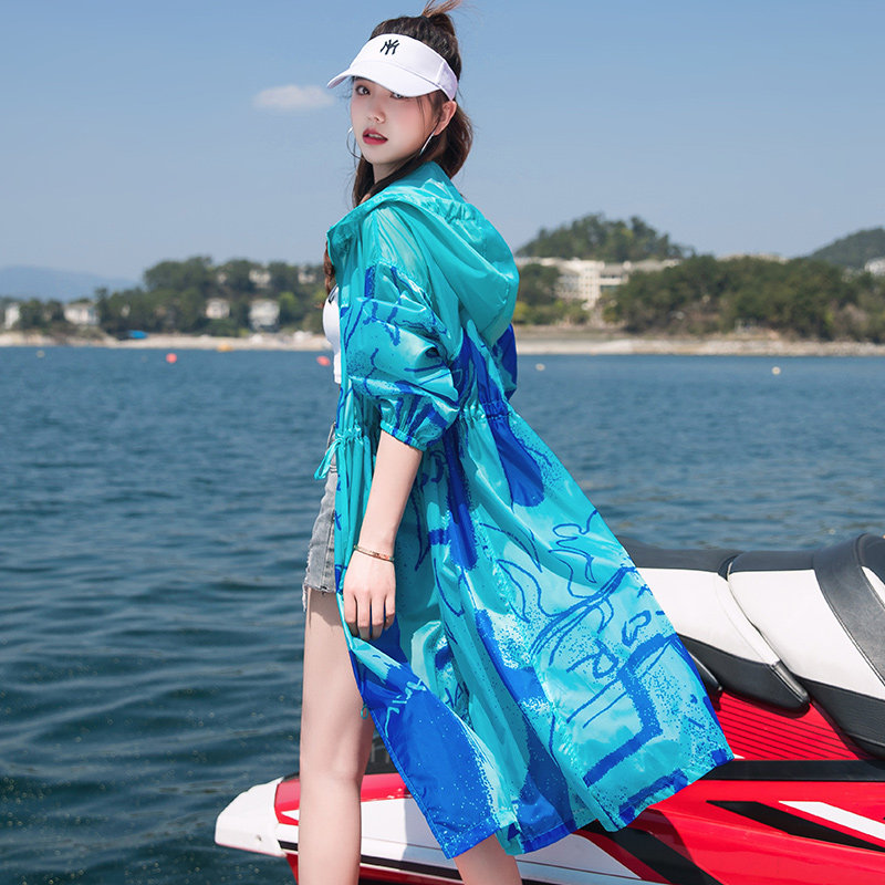 防晒服长款2025年夏季印花薄款连帽RF2C290-8102#-P95-K145图片