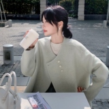 浅绿色气质双面呢羊毛大衣外套女秋冬2025新款收腰显瘦巨好看上衣，女装毛呢外套，2D008