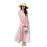 【夏季现货】碎花时尚法式度假风吊带连衣裙088-6623p105k158，女装连衣裙，2C088