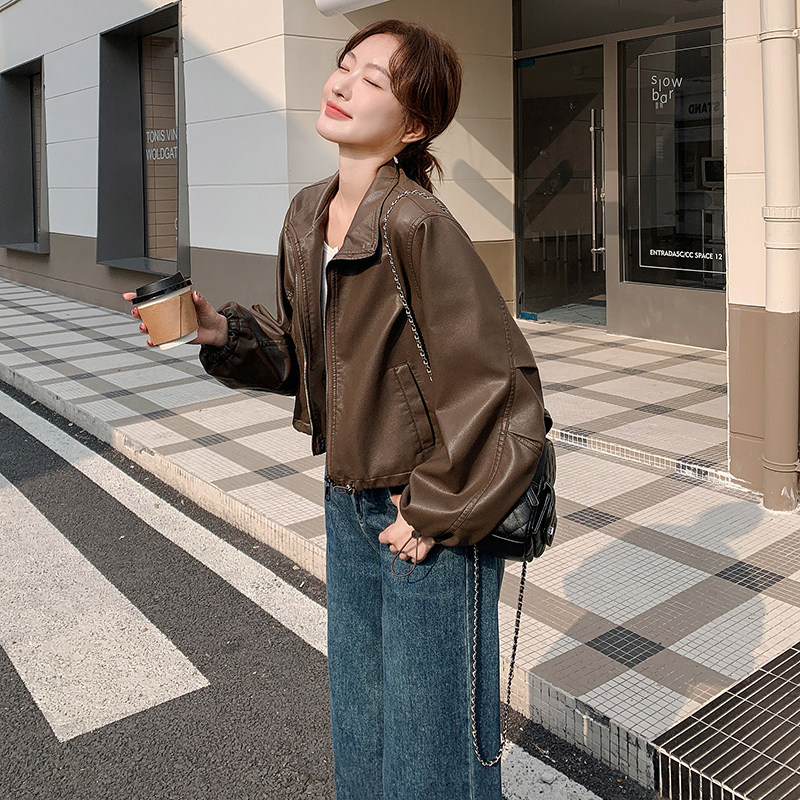 【新品】小个子皮衣外套女短款时髦百搭1C115-B2509-P115-K218,女装皮衣,吾爱衣