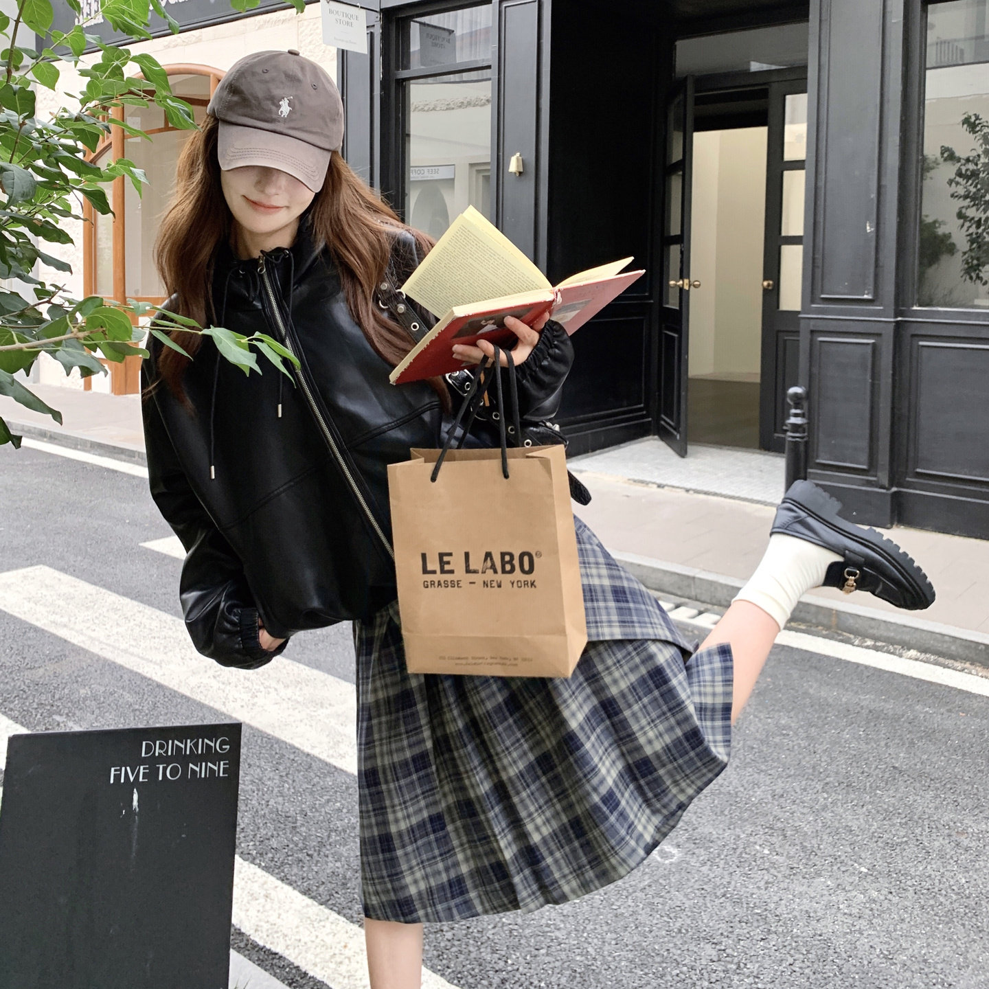 新品【现货】Q653连帽皮衣P165K228半裙P85K125,女装短外套,2C321