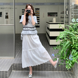 蕾丝拼接T恤半身裙套装女夏2025新款夏日绝美韩里韩气两件套爆款，女装套装/套裙，2D148