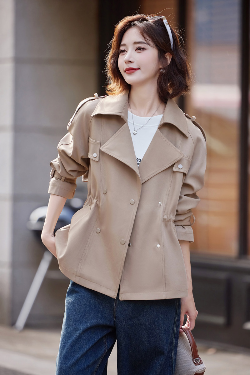 短款风衣外套2025年秋装新款小个子纯色休闲初秋显瘦上衣韩系,女装风衣,唯婧