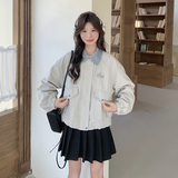 美式拼接牛仔外套女2025春季新款小众设计感韩系时尚复古休闲夹克，女装短外套，2C166