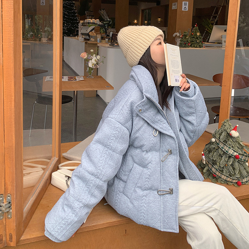 灰色面包服加厚保暖女设计感90白鸭绒宽松厚外套2263P305控458,女装羽绒服,2C166
