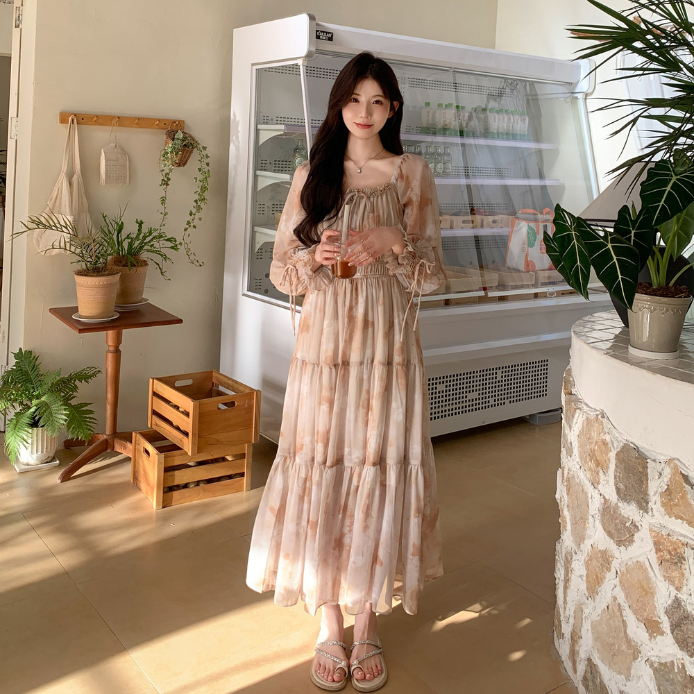高品质2025夏季新款碎花显瘦气质夏季初恋法式雪纺连衣裙裙子,女装连衣裙,2C222