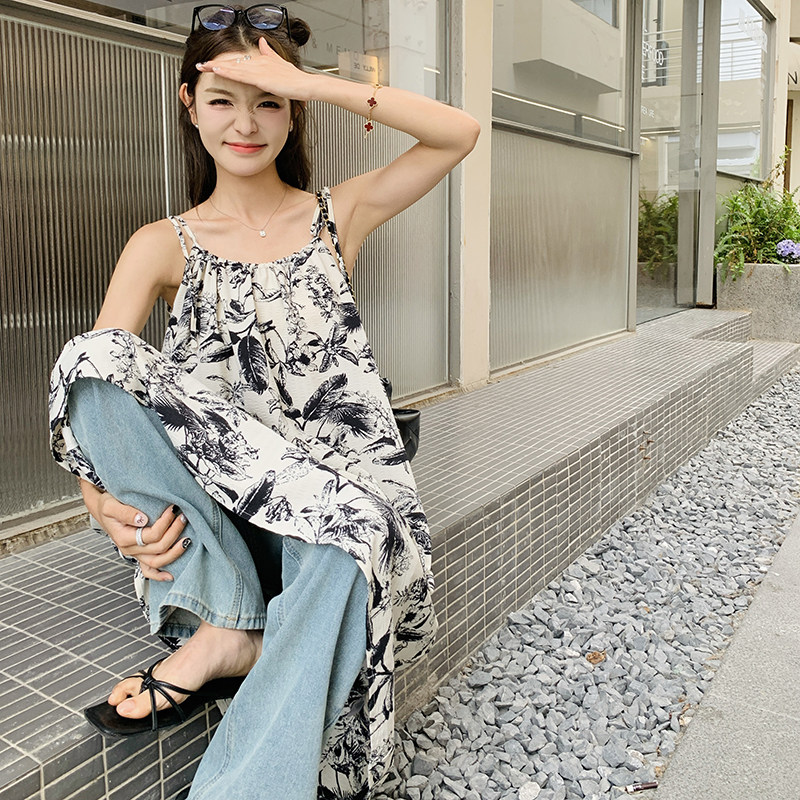 现货!【2024新】水墨印花吊带款连衣裙2C037363P95K148，女装背心吊带，2C037