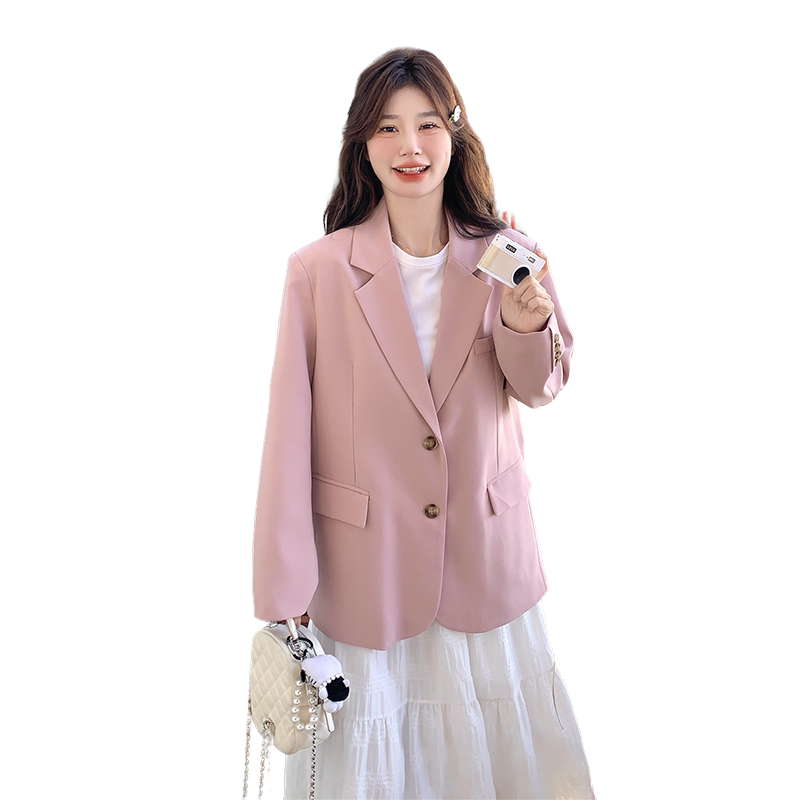 已出货！2025春季新款樱花粉嫩少女感单排扣西装外套P130K178,女装西装,2C320