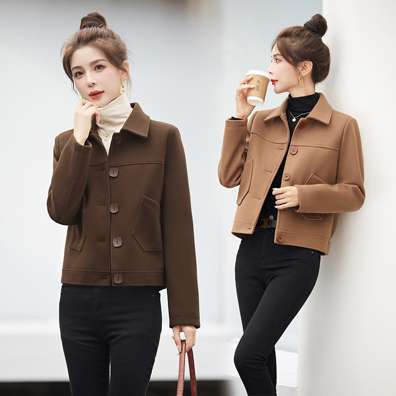 高品质！毛呢外套女新款2025年冬季修身显瘦纽扣短外套，女装毛呢外套，吾爱衣图片