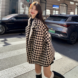 【新款已出货】咖色格子毛呢外套C161-6193-P145-K208，女装毛呢外套，2C161