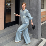 【现货新款】重工水洗牛仔镶花边组合套装2C277-6607-P195-K288，女装套装/套裙，2C277