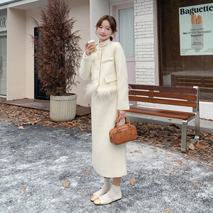高级感小香风羽绒套装裙女2025冬季新款千金风淡人半身裙两件套潮图片