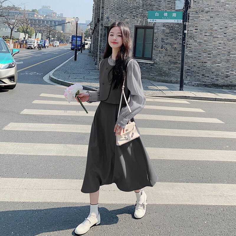 现货#2025秋装假两件套装连衣裙#2C133-811-P125-K178图片