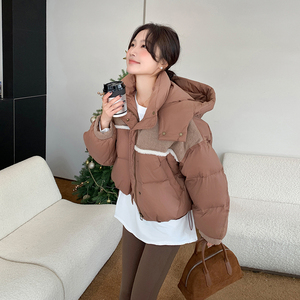 新款连帽 ~牛仔拼接羽绒服C283-YD821图片