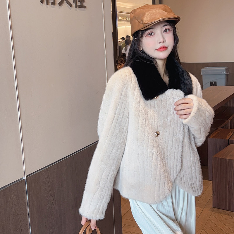 2024撞色仿水貂毛皮毛一体环保毛严格不要低价竞争,女装皮草,2C091