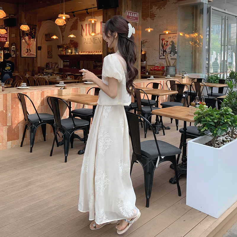 【现货主推】新中式套装提花盘扣衬衫半身裙两件套5030P145K218,女装套装/套裙,2C166