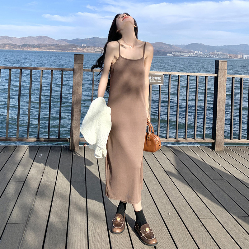 镂空罩衫吊带连衣裙两件套女2025春夏新款法式度假风气质复古长裙,女装套装/套裙,2C177