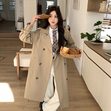 慵懒风卡其色风衣外套女秋季2025新款高级感百搭中长款简约大衣潮，女装风衣，2C291
