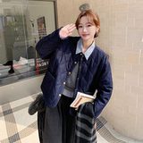 藏青色轻薄款羽绒棉服外套女秋冬2025新款夹棉上衣夹克小棉袄棉衣，女装棉衣/棉服，2C131